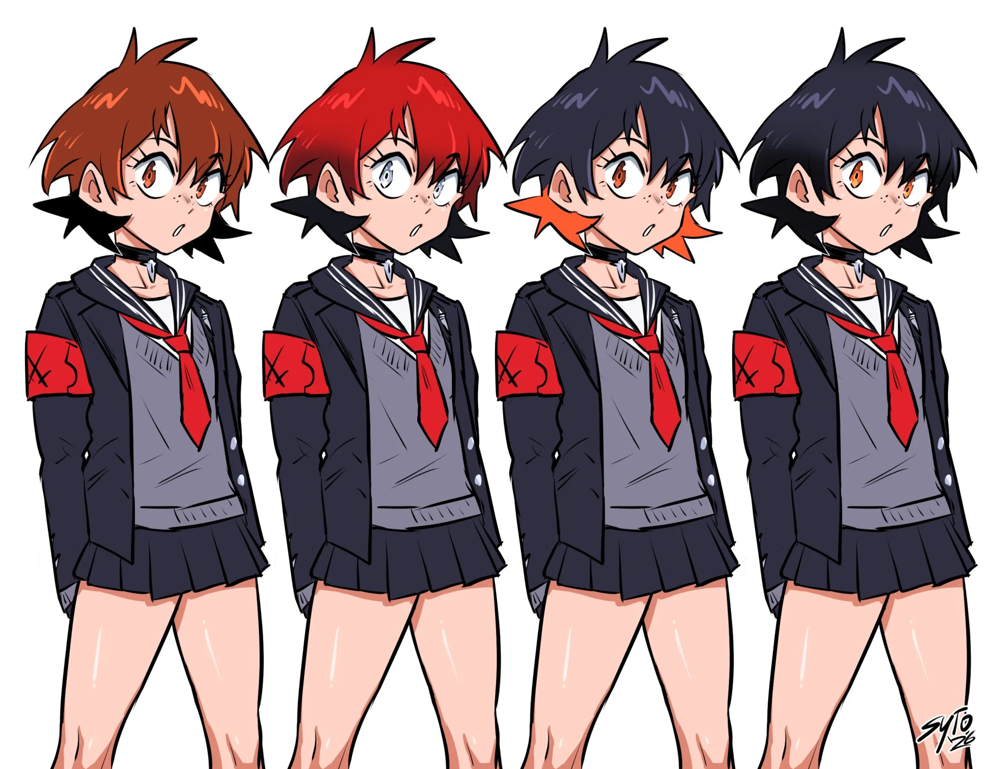 Playing around with different hair + eyes colours for MC. I still like the brown hair the most so that'll be what sticks.