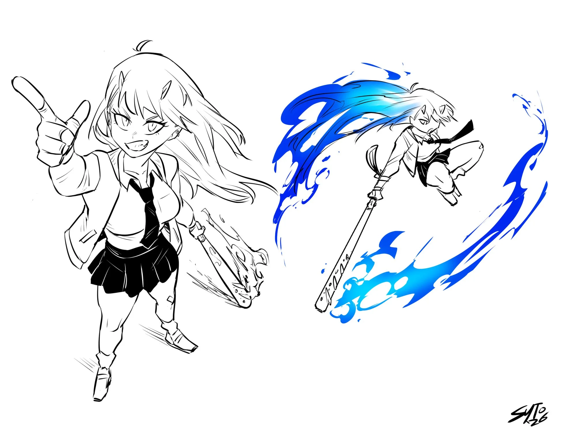 Concepting of Helia's bat combat style.