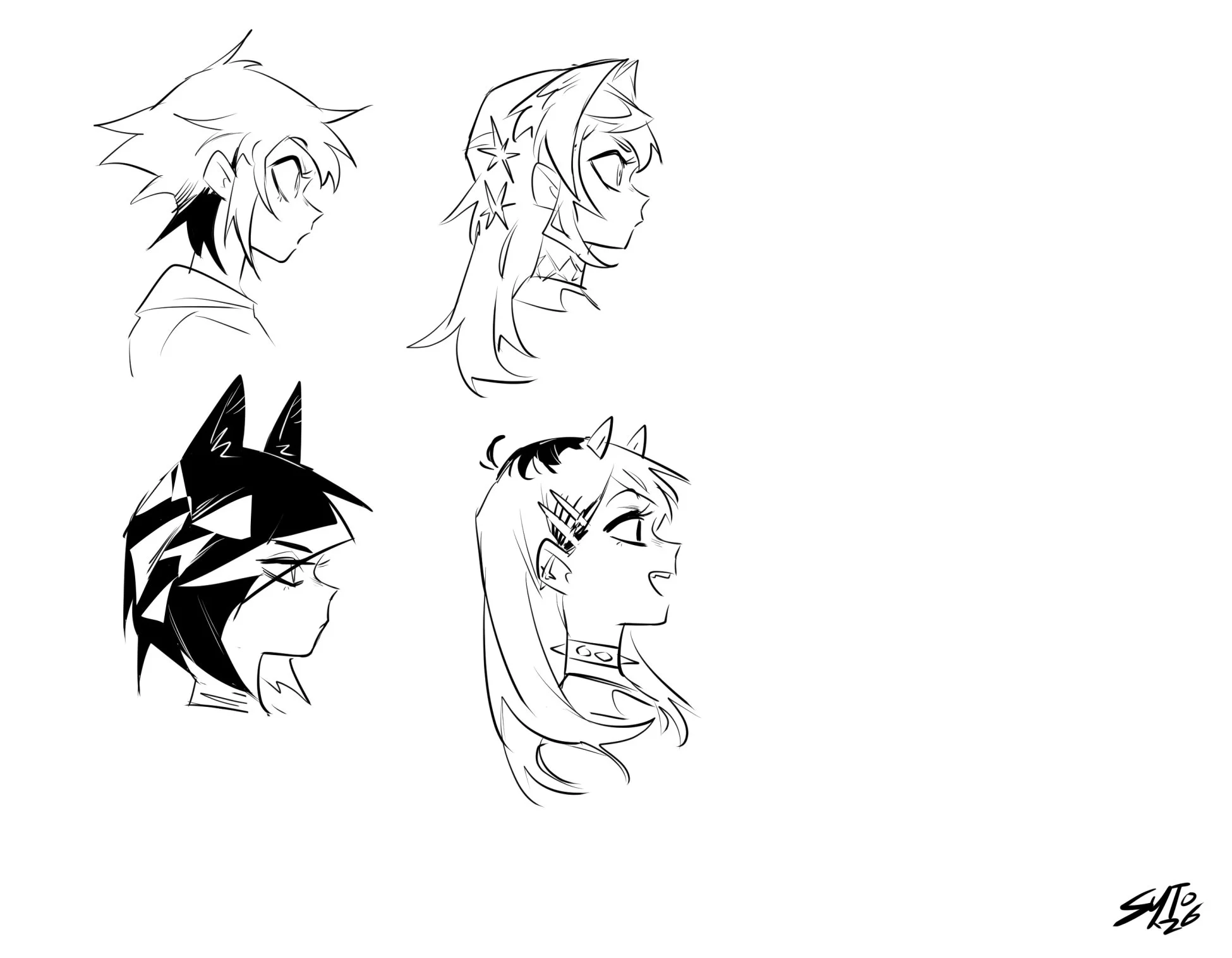 Side profile study of the four main girls.