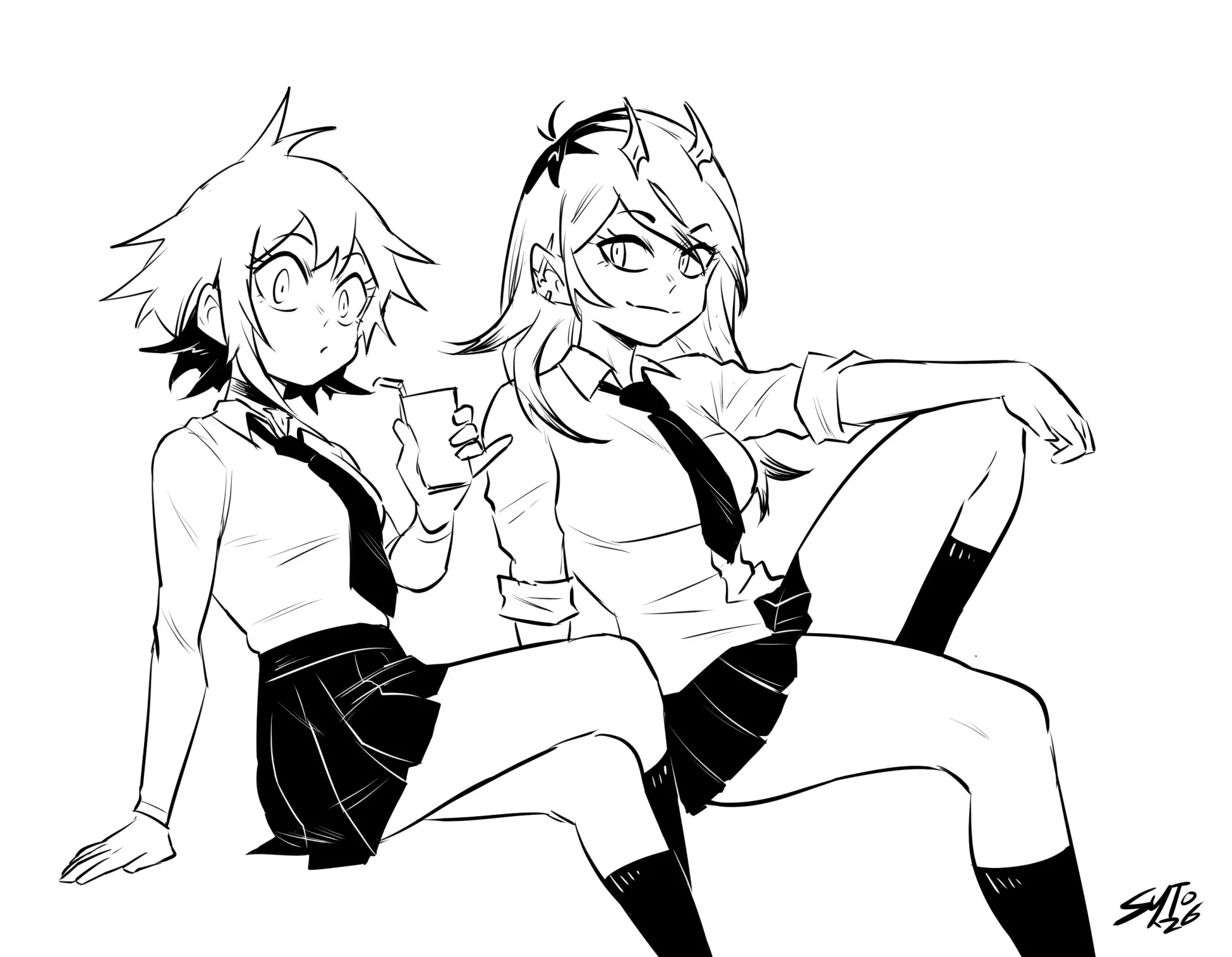 MC and Helia as students.
