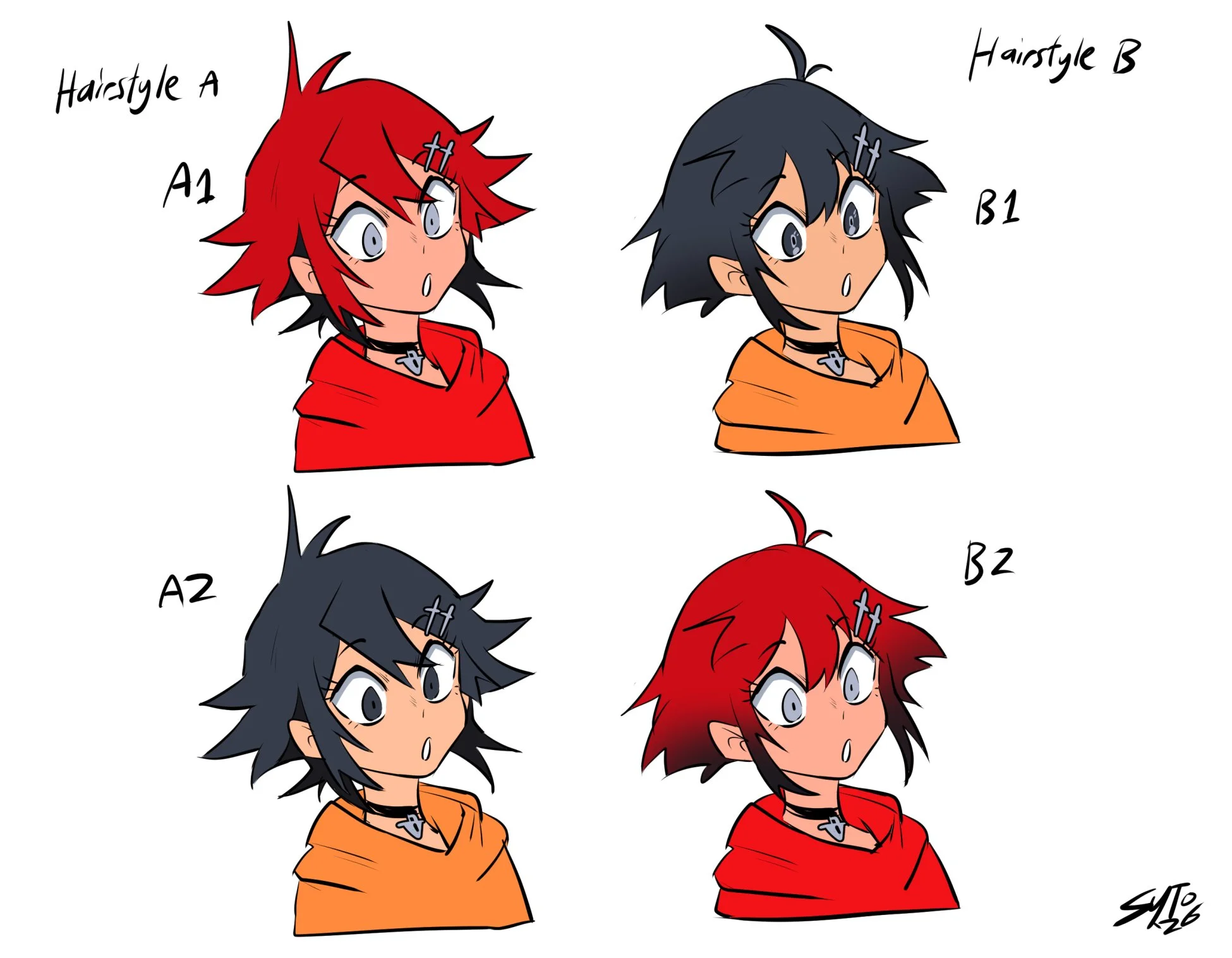 More concepting for MC's hair.