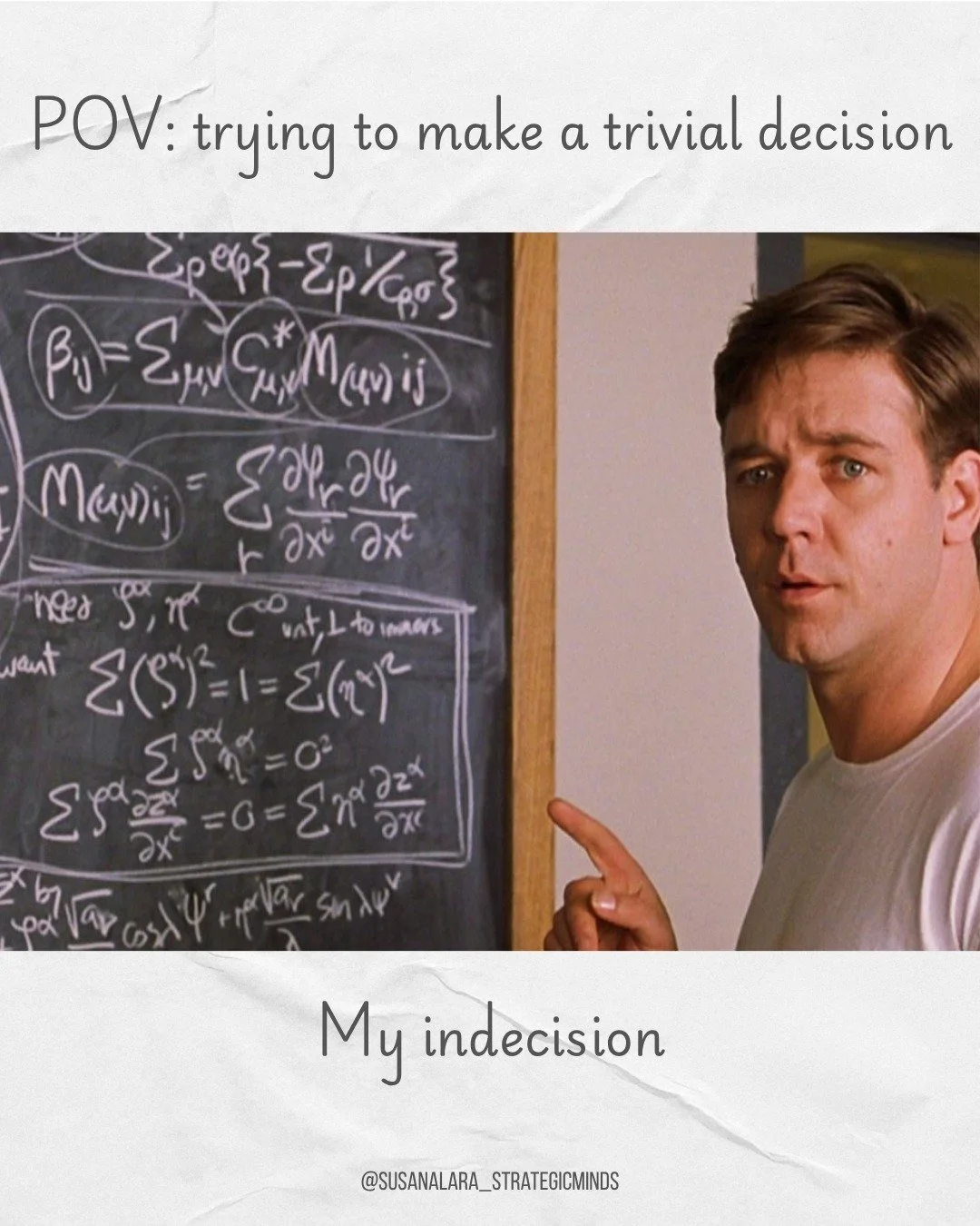 ⚠️ This series is not intended to trivialise or mock anyone&rsquo;s experience, but to normalise common psychological patterns and offer a lighter, more human way of looking at them.
🤔 When facing a decision, it often feels like the more information