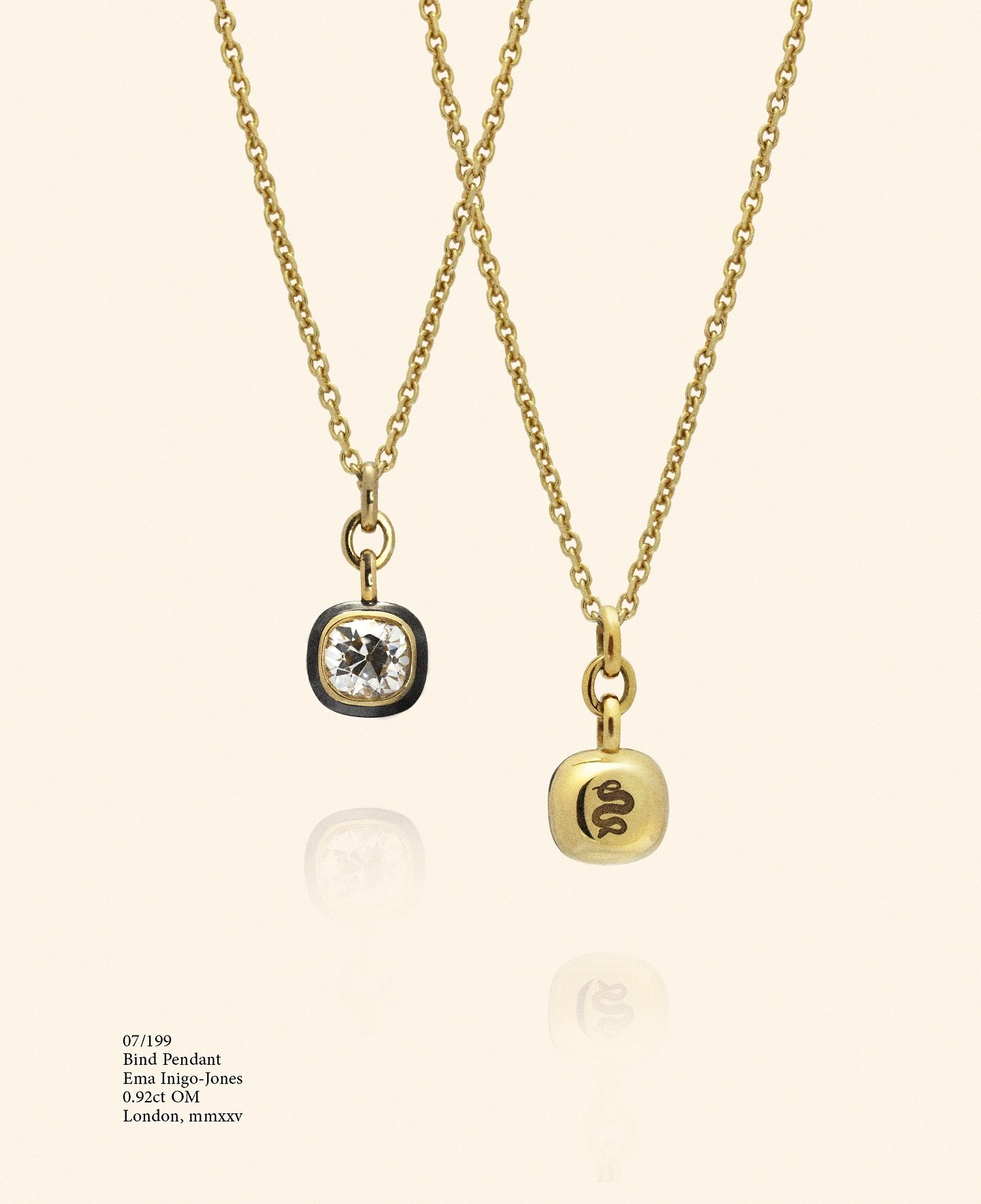 The Bind Pendant, set with a gorgeous antique old mine diamond. Available online now 💎#eij #emainigojones #finejewellery #diamonds #bespoke #jewellerydesigner #oldmine #antiquediamonds