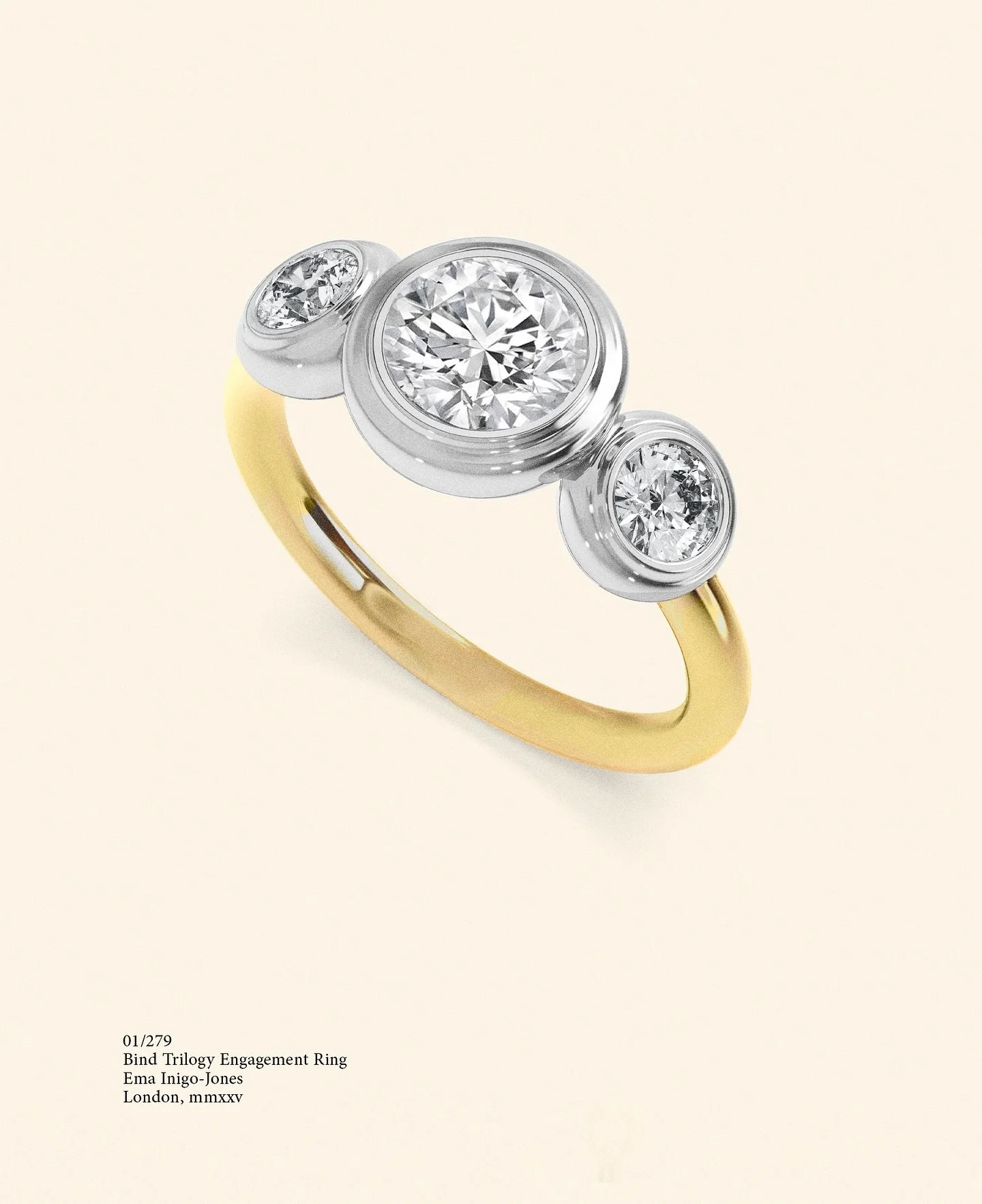 The Bind Trilogy Engagement Ring. Why have one diamond when you can have three? 💎 #emainigojones #eij #naturaldiamonds #engagementring #trilogyring #bespoke #jewellery #finejewellery