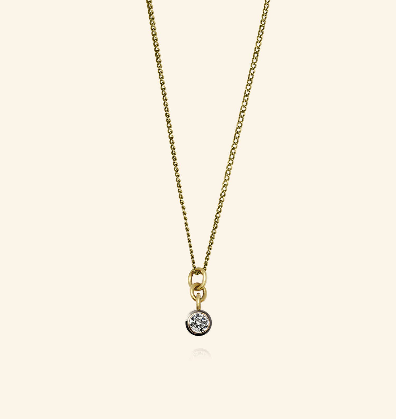18ct yellow gold necklace with 0.50ct round diamond pendant