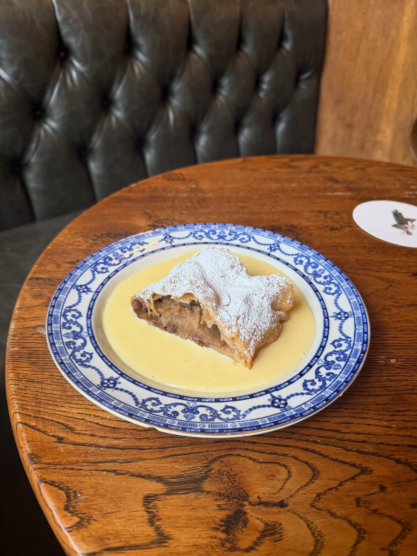 Classic Viennese apple strudel and custard.