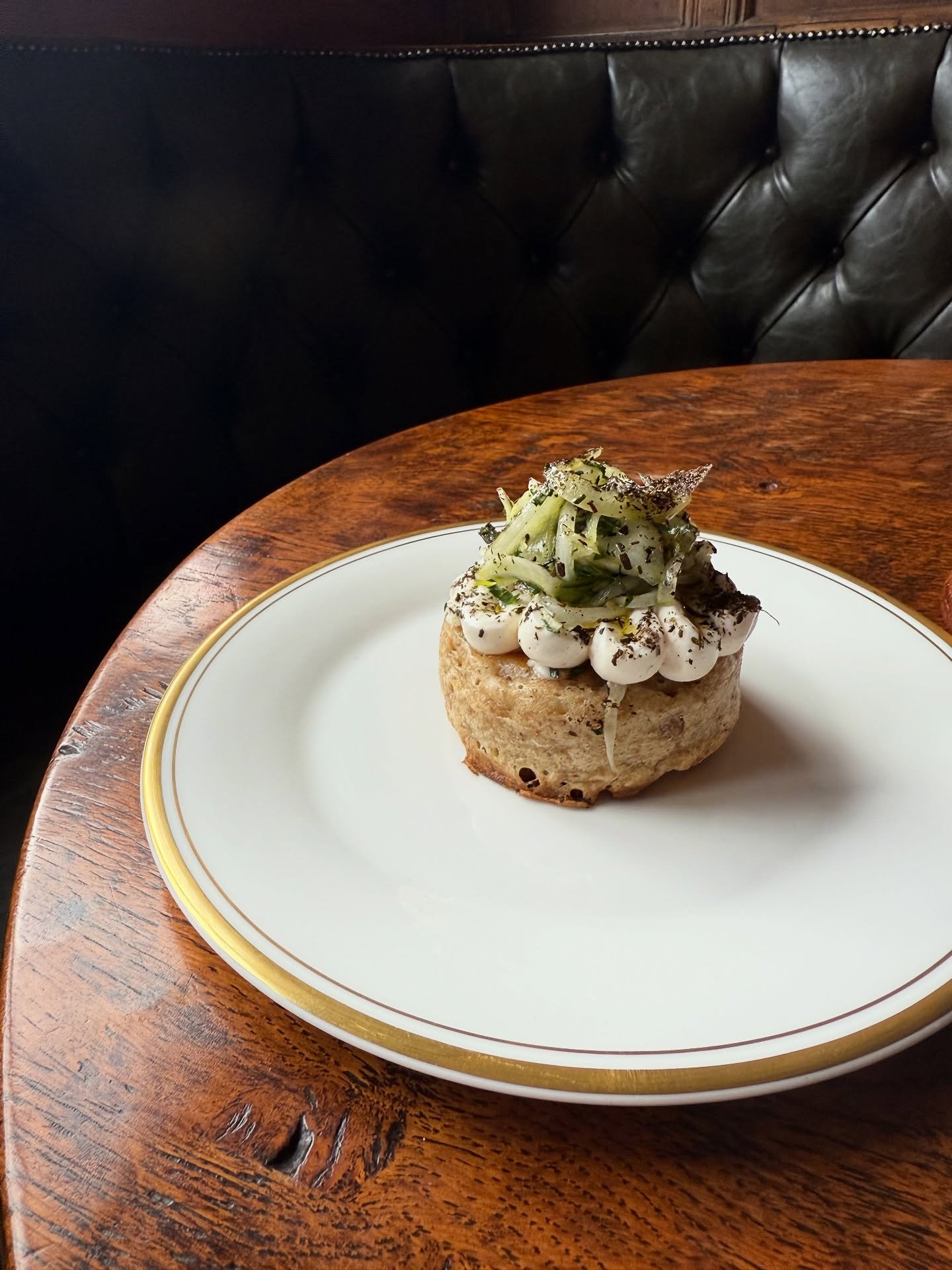 Malted sourdough crumpet, whipped cod&rsquo;s roe, pickled fennel salad.