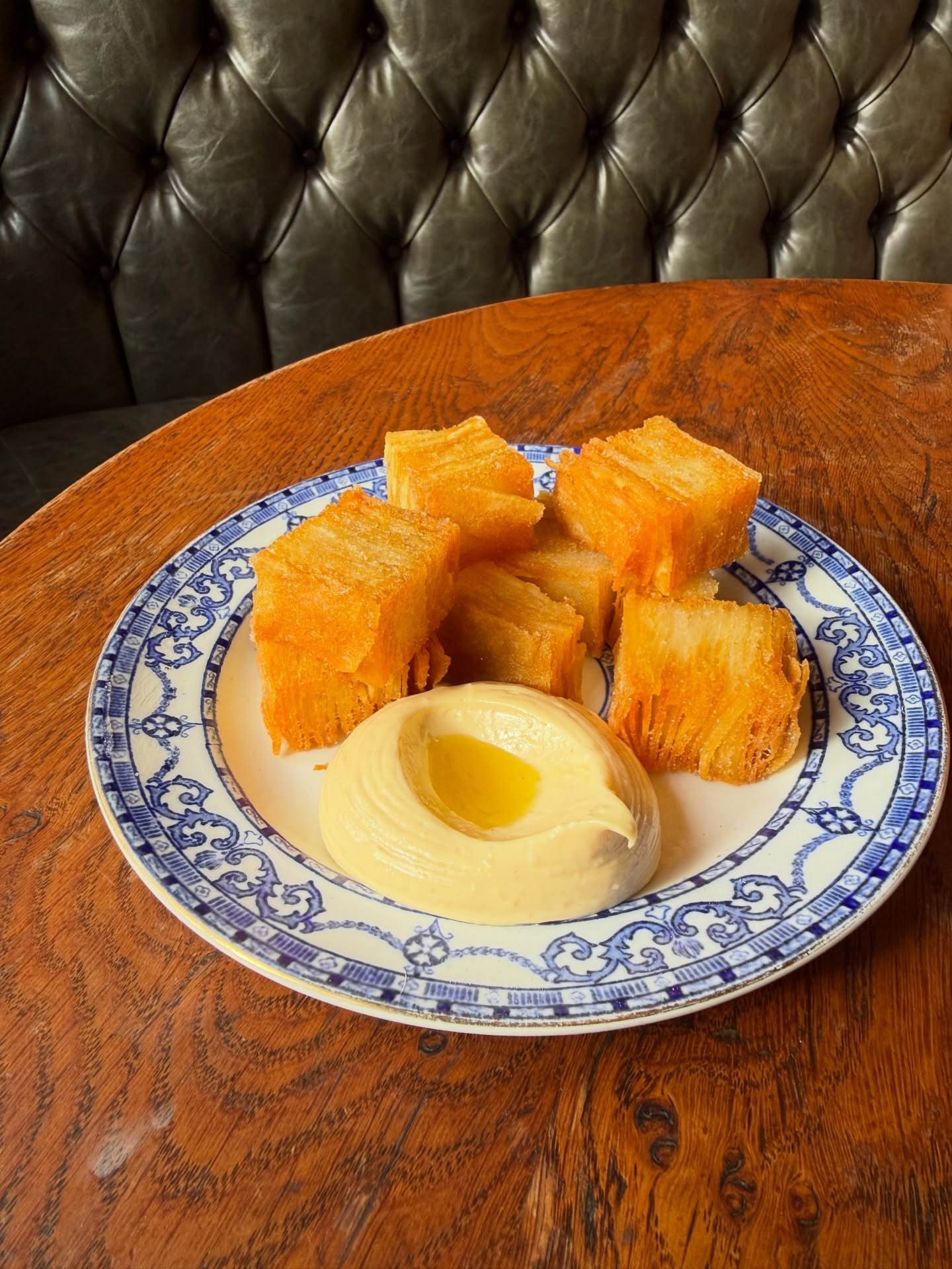Crispy beef fat terrine with a toasted yeast mayo.

Only got a few of these left!