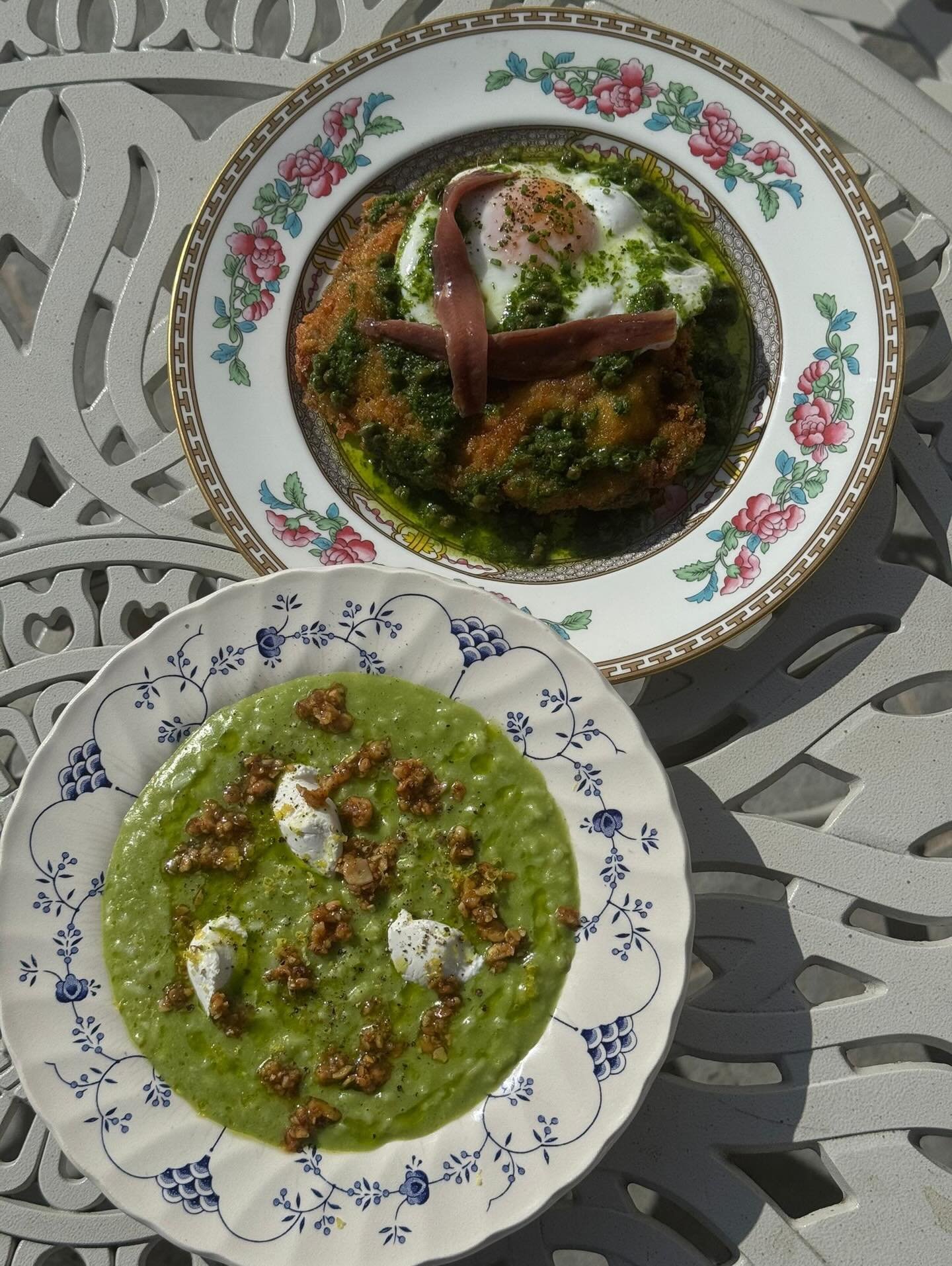 Spring is here! New dishes on today. 
Chicken schnitzel, fried egg, anchovies, salsa verde &pound;18 
Wild garlic risotto, goats curd, hazelnuts &pound;18