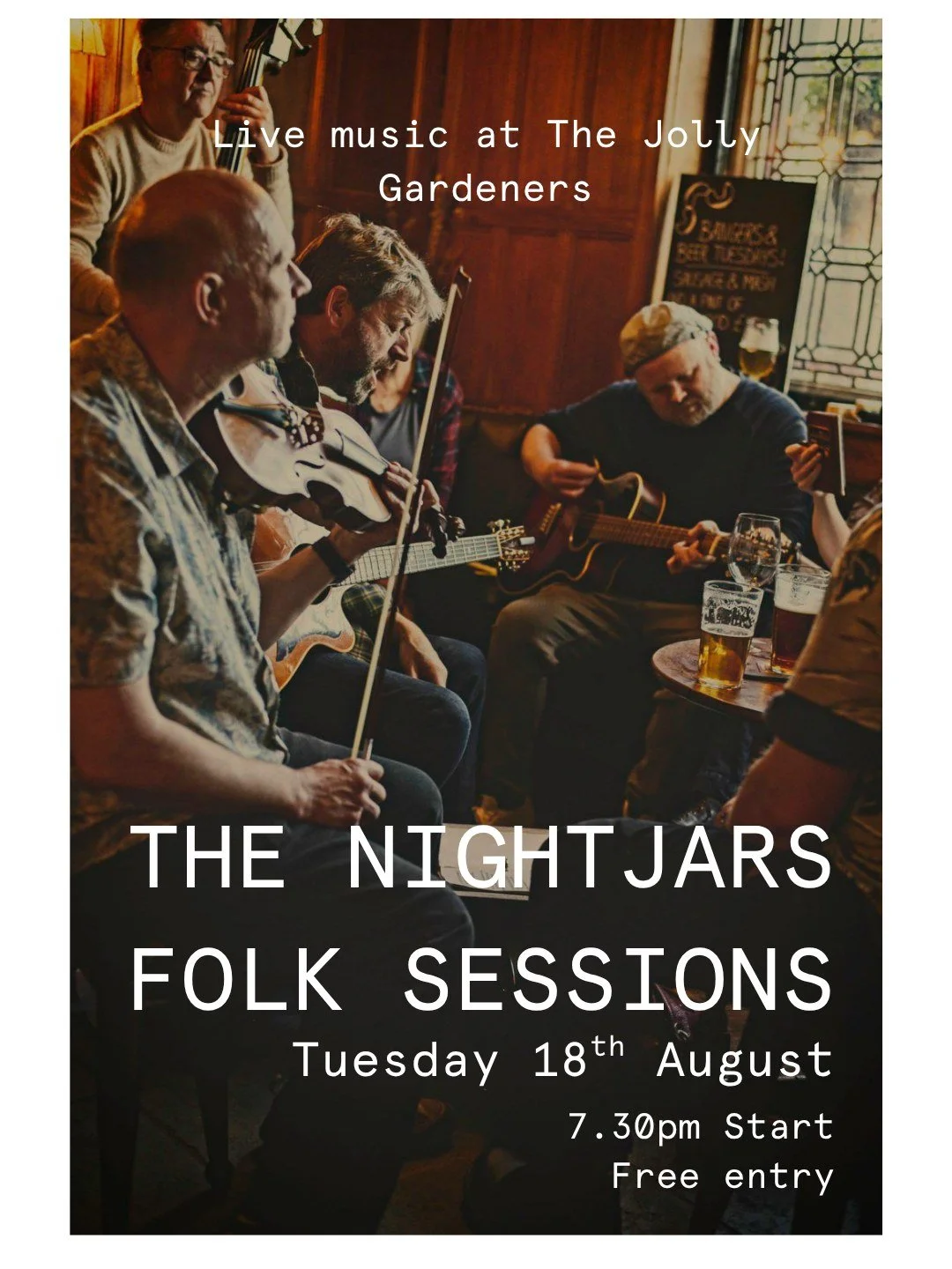 We're looking forward to the next folk night - Tuesday, 18th August.
Proper musicians, great music, lovely atmosphere. This is un-amplified and a session rather than a gig, players are sat around a table and the session goes with the flow. Beer will 
