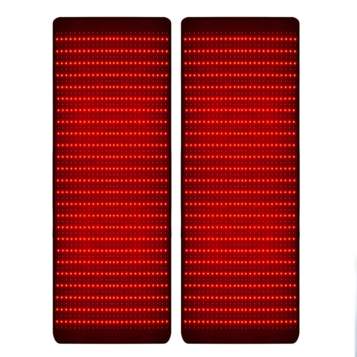 Two vertically aligned red LED panels with multiple rows of small lights.