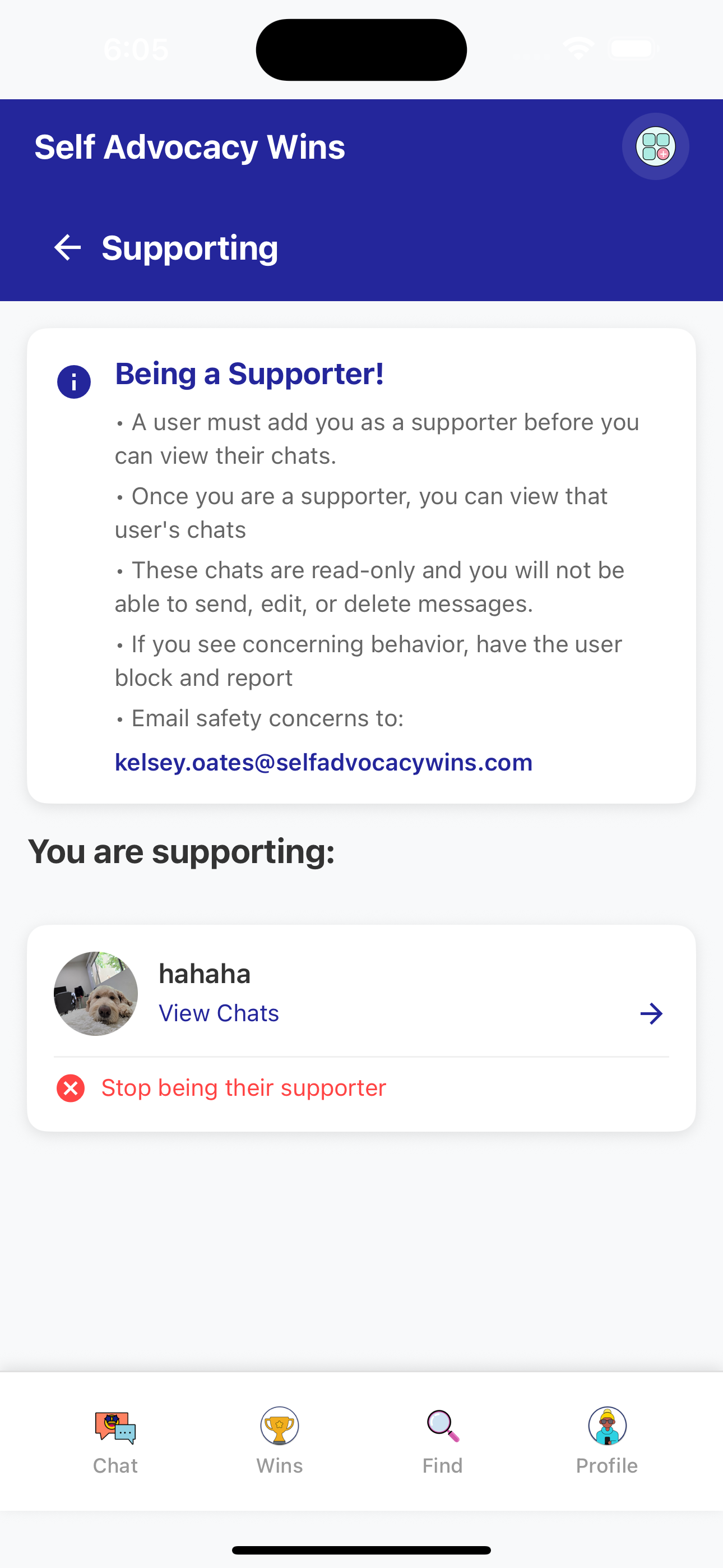 You can see who you're supporting and get read-only view of their chats.