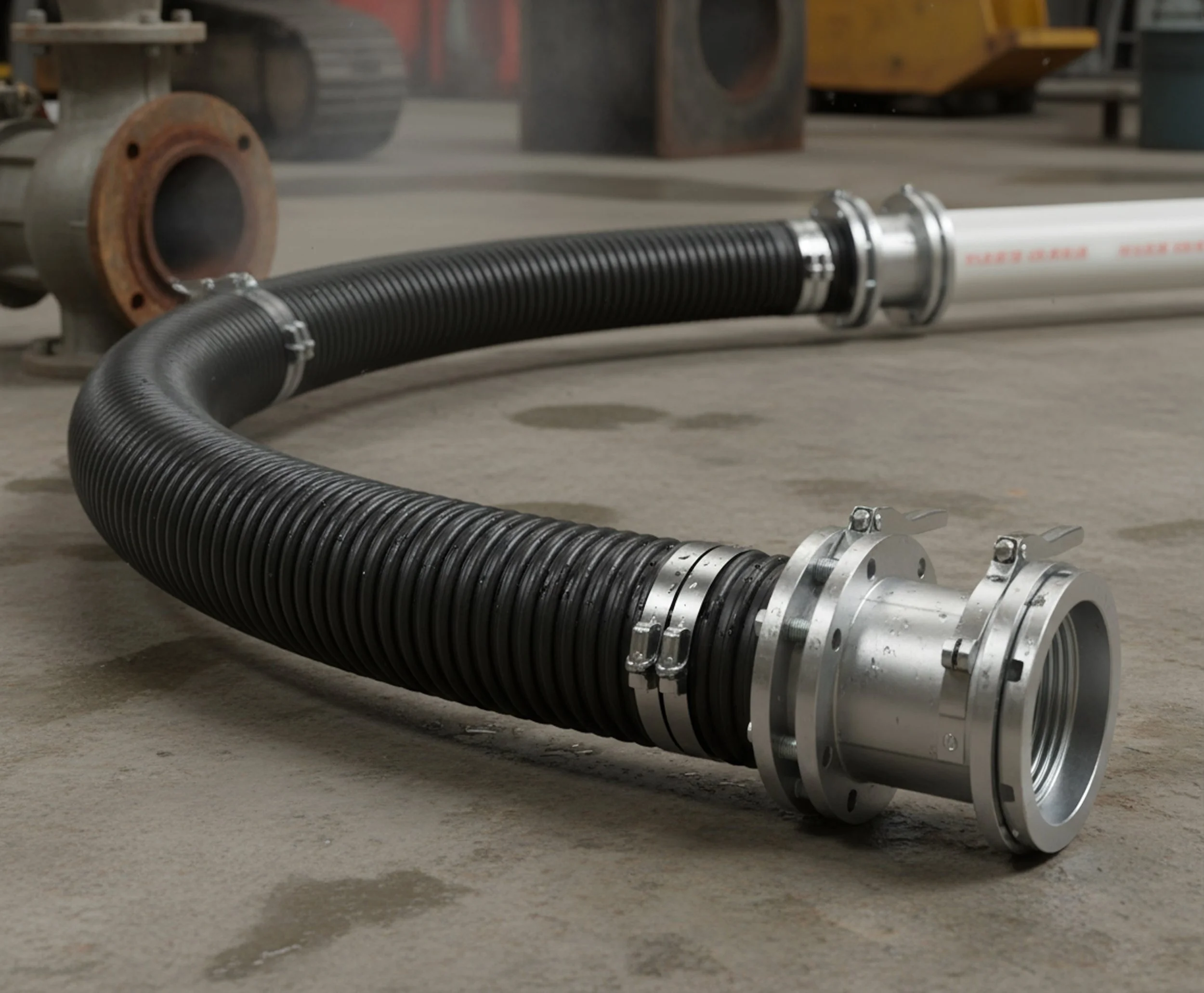 Discharge hose with fittings