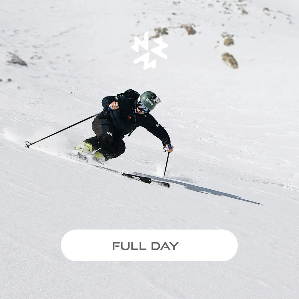 Private full-day ski coaching in varied mountain conditions