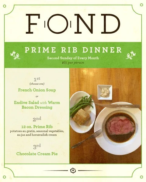 Prime Rib Night — Fond BYOB