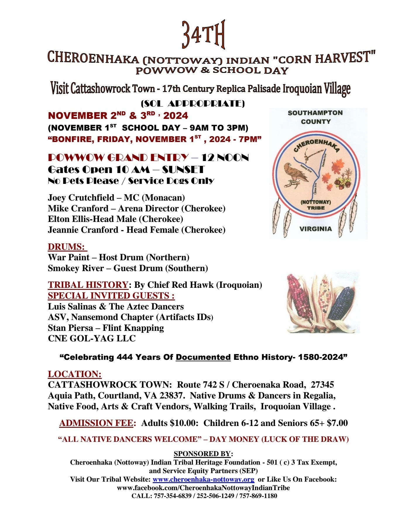 Cheroenhaka (Nottoway) "Indian" Corn Harvest PowWow and School Day