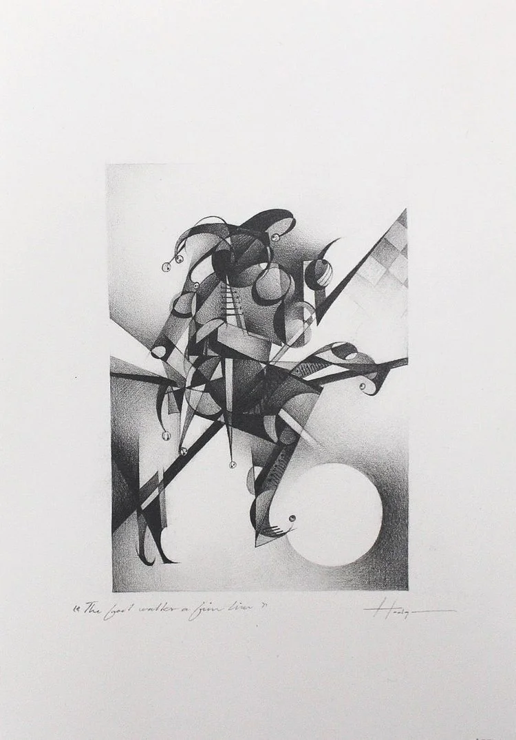 The fool walks a fine line. 2024, graphite on paper