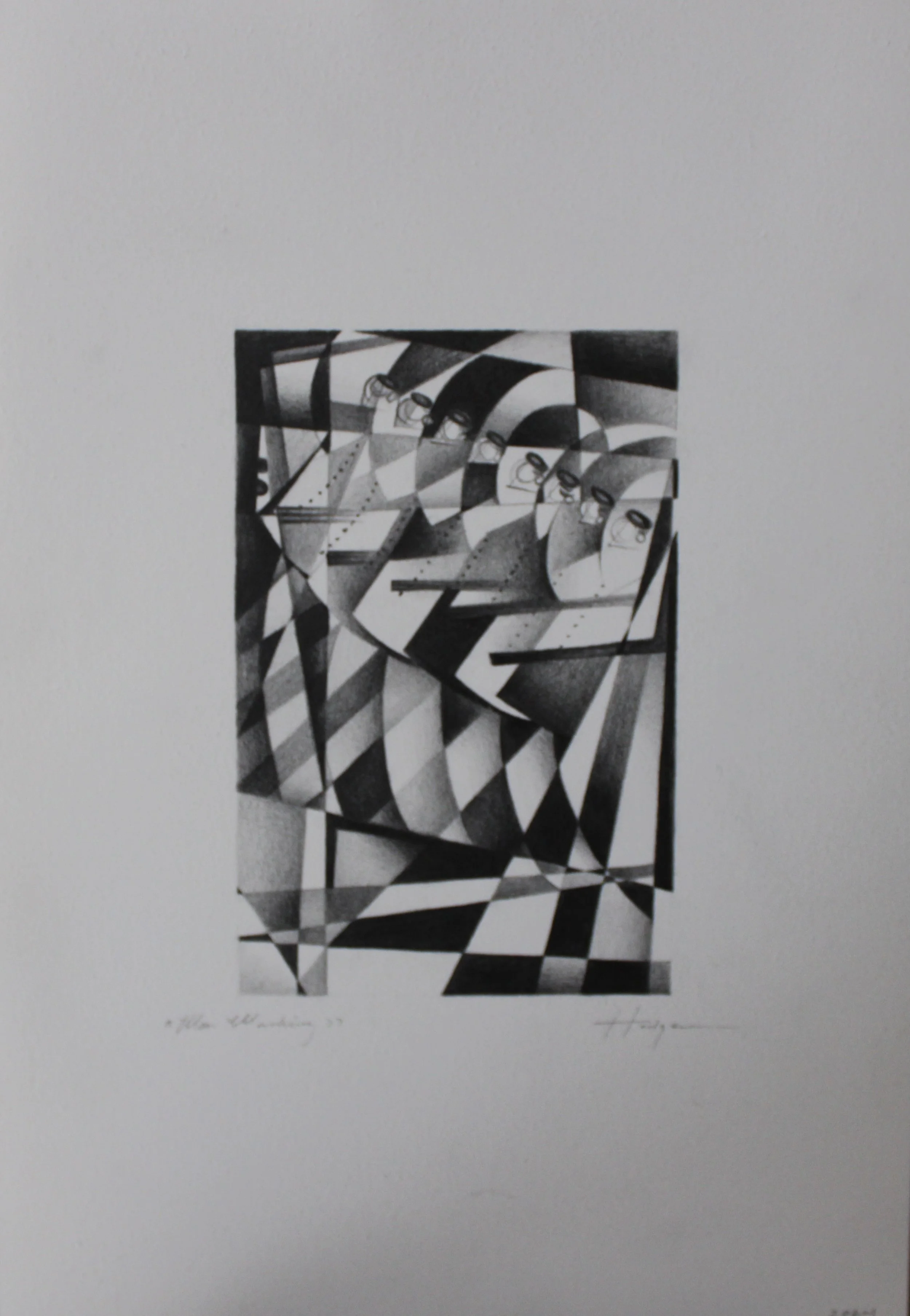 Men Marching, 2025, graphite on paper