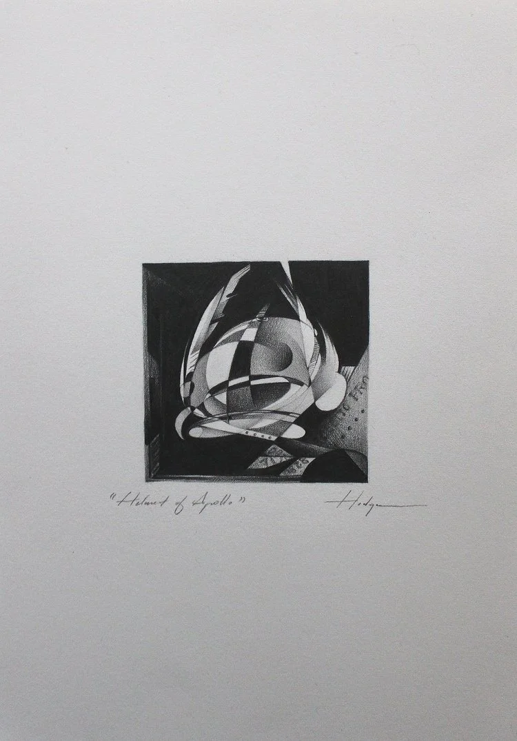 Helmet of Apollo, 2024, graphite on paper