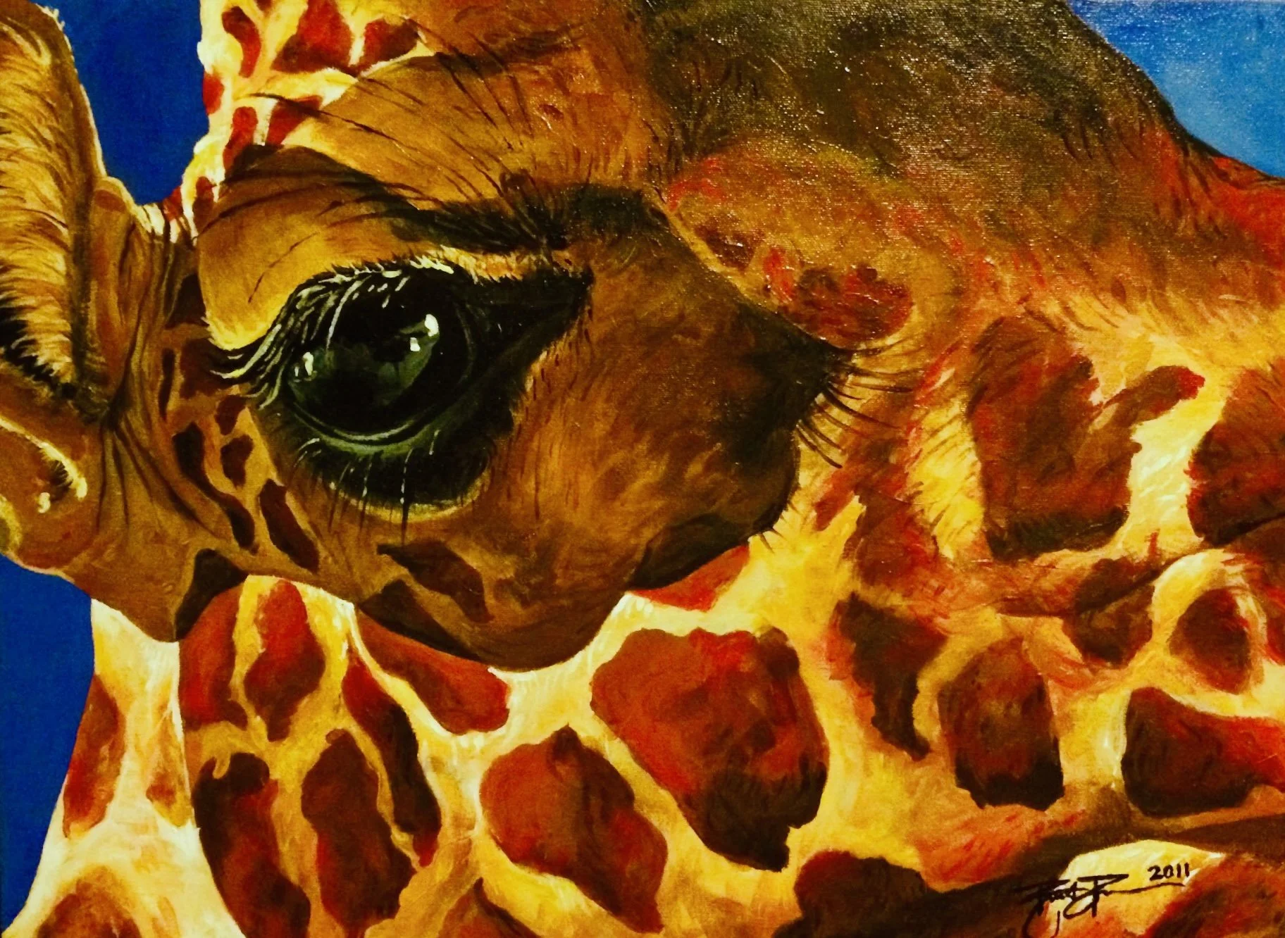 Charlie Belle the Reticulated Giraffe -Acrylic on Canvas