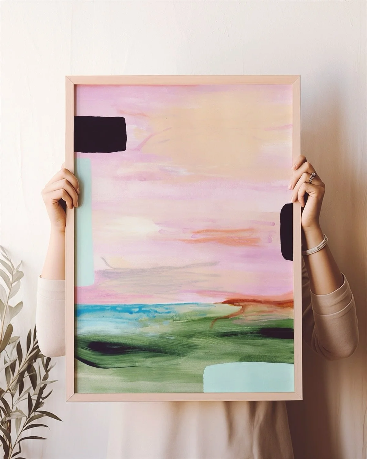 When I am painting to create order, I lean heavily into linear shapes &amp; sometimes very hard edges. Sometimes we need corners &amp; walls &amp; boundaries &amp; framework&mdash;so I added a few blocks to counter-balance the undefined. 

[This wasn