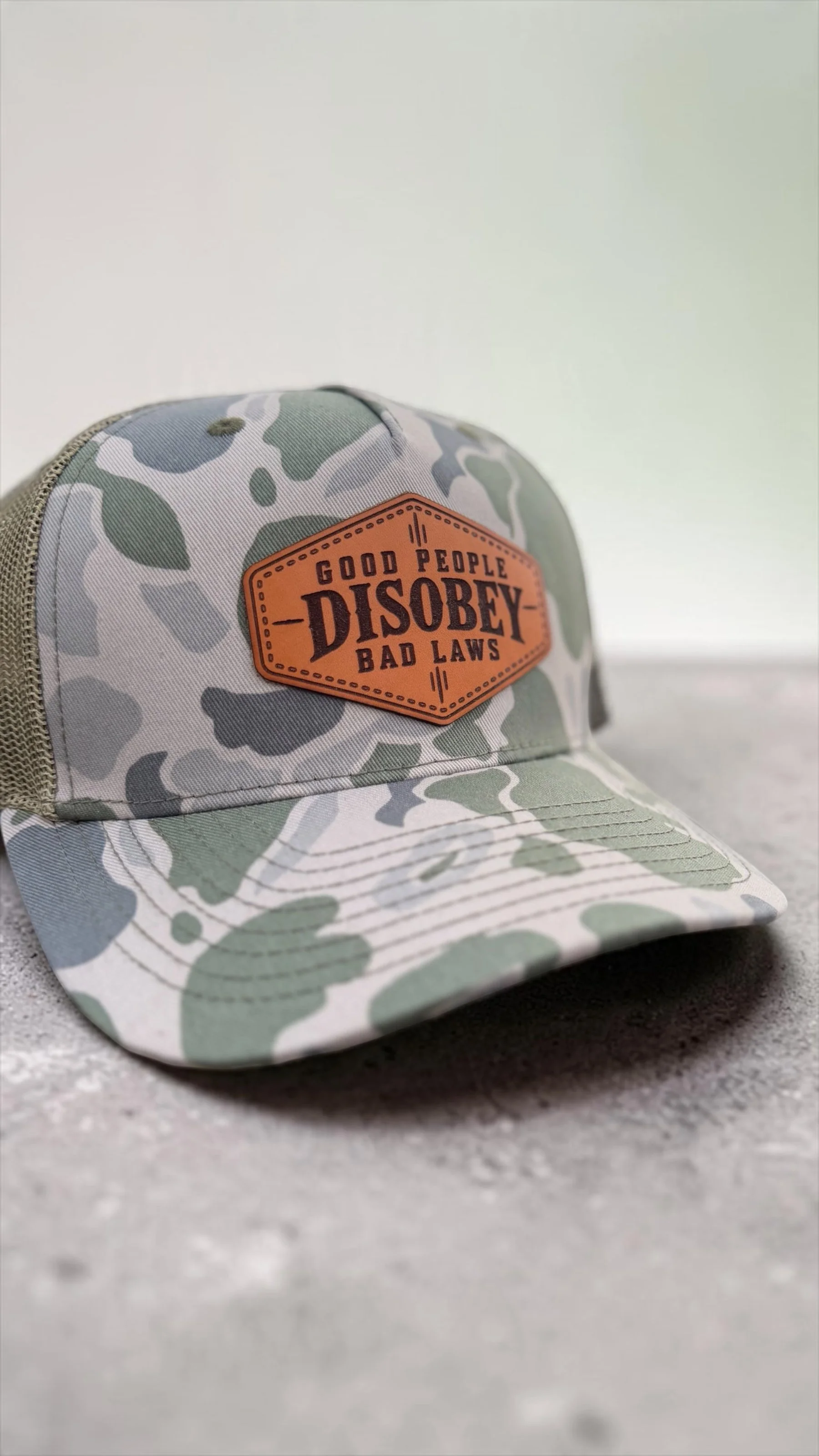 Men's Camo Leather Patch Hat