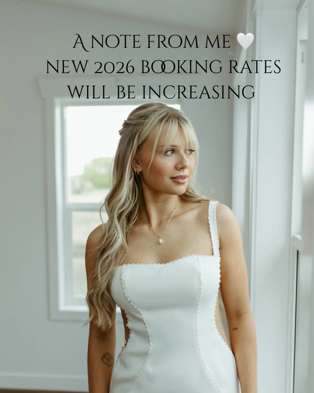 A Note From Me 🤍

As I continue to invest in advanced education, refine my artistry, and elevate the products within my kit&mdash;my pricing will be increasing for bookings made after April 30th ✨

My business has been built on passion, dedication, 