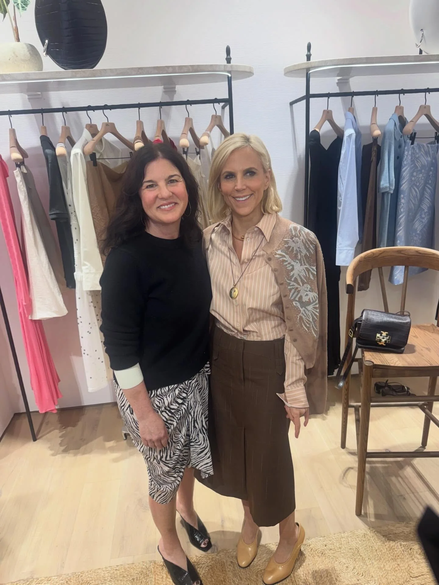 Yesterday&hellip;
@toryburch and @mrjoezee chatting about fashion, the history of the brand and the support of female owned businesses. When I asked Tory who her mentor was, I was expecting her to say a female designer, but no she said her mom. Loved