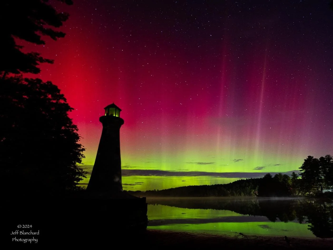Northern Lights from Lake Potanipo- Brookline, NH! 