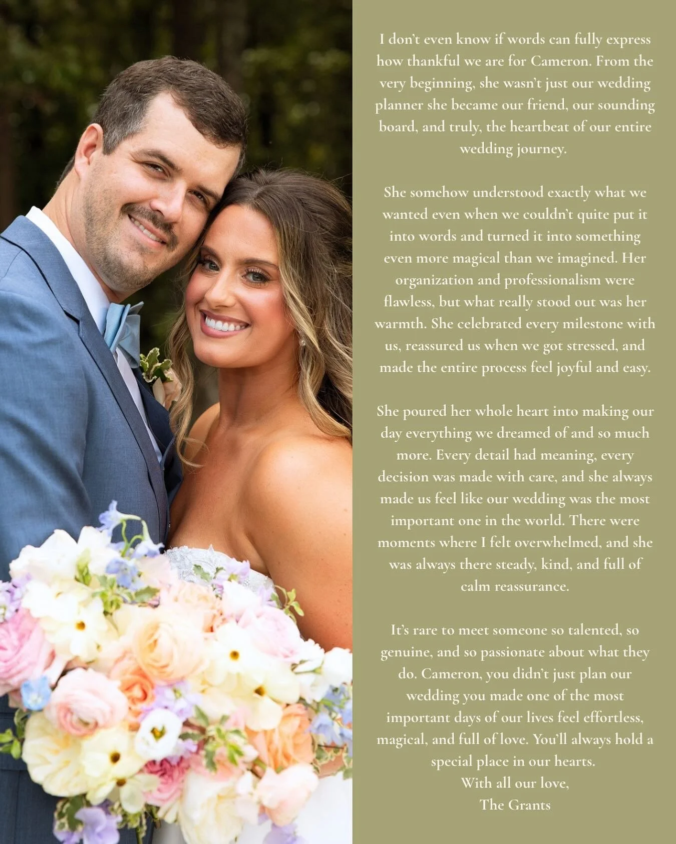 The sweetest review from a couple so special to me! I am always thankful for what I do, but getting a review like this makes it so worthwhile. 🤍