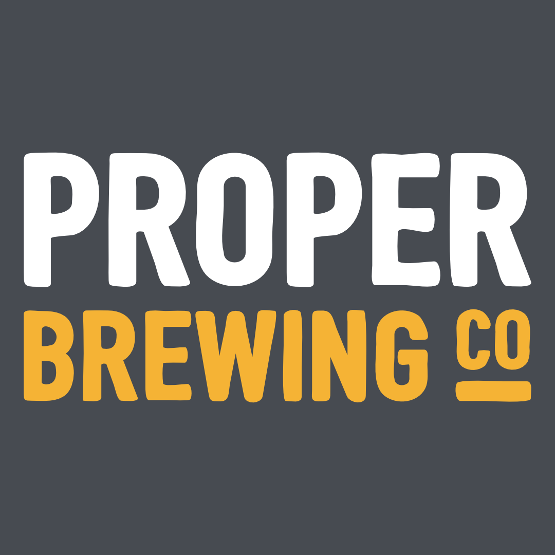 Logo of Proper Brewing Co on a dark background