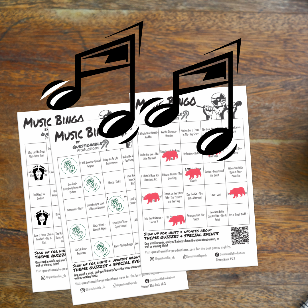 Bingo cards on a bar table