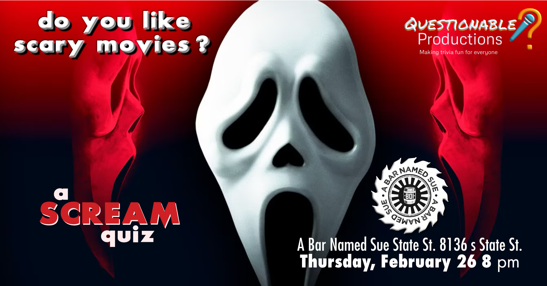 Scary Questionable do you like scary movies? — Questionable Productions - bar trivia ...