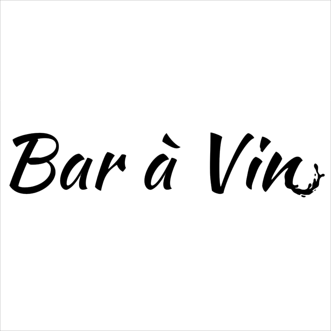 Logo with stylized black text saying 'Bar à Vin' and a small wine glass illustration at the end.