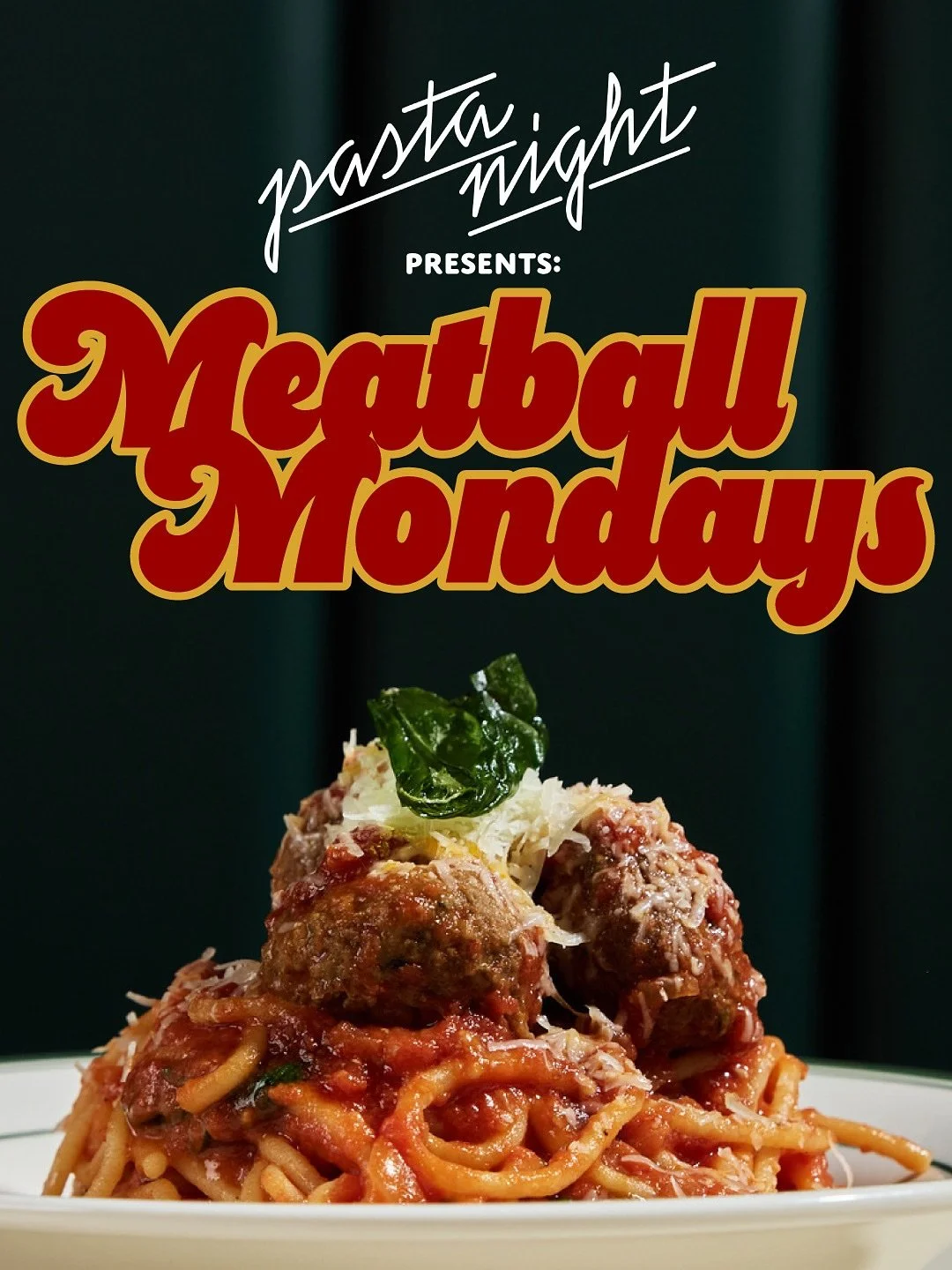 Starting the week strong with ✨MEATBALL MONDAYS✨🪩

What&rsquo;s that mean? $15 Spaghetti &amp; Meatballs. $10 Polette al Forno. AND a brunch exclusive now available on your monday night table&hellip; THE MEATBALL SANDWICH ($15) Every. Monday. Night.