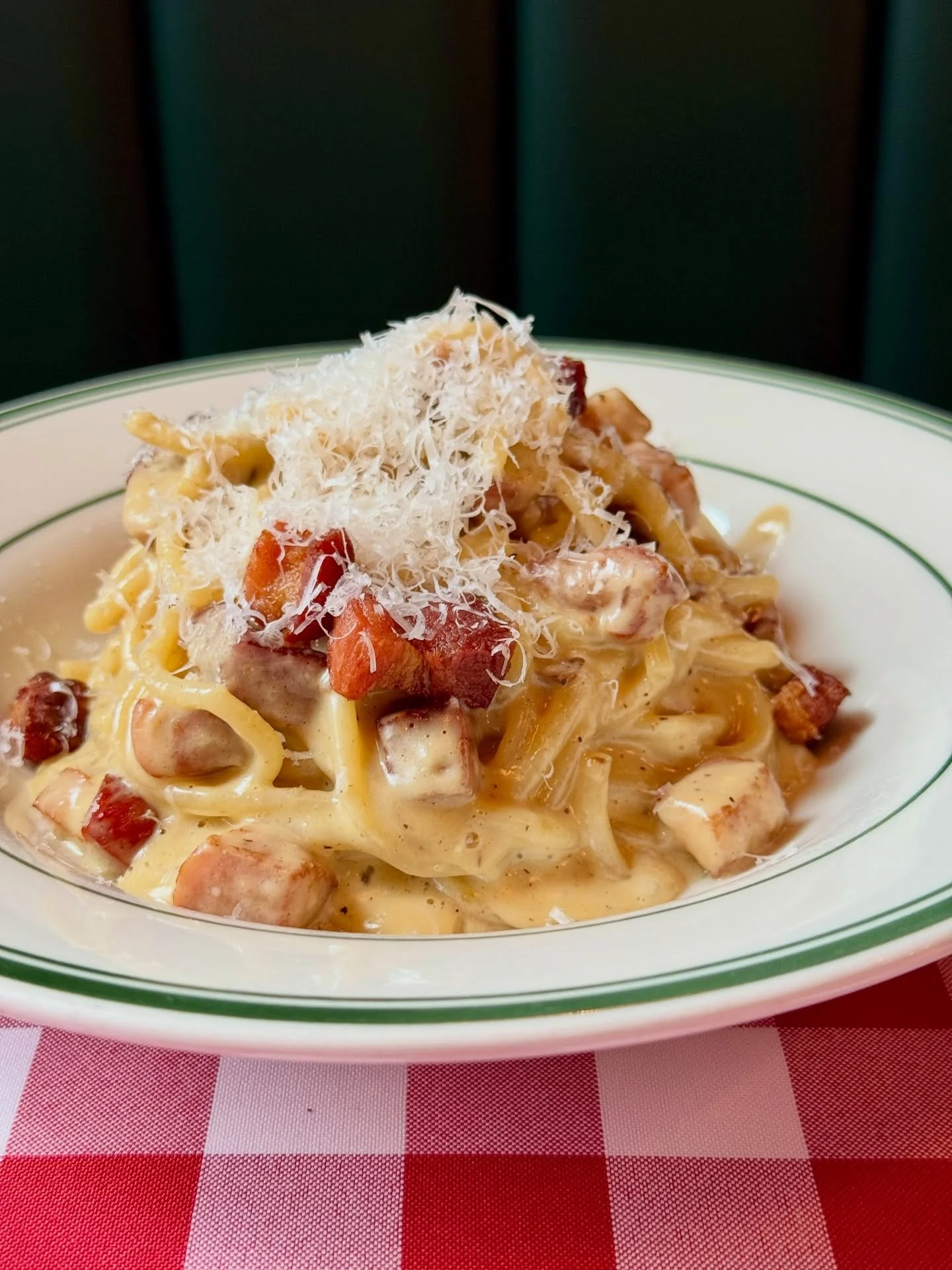 Our ✨CARBONARA✨ got a spring lift! Now made with fresh spaghetti tossed with creamy egg, smoky bacon + pecorino, we&rsquo;re making it the Roman way. Think of it like a BEC (bacon, egg, and cheese 😉) in pasta form! If you know how it&rsquo;s done, y