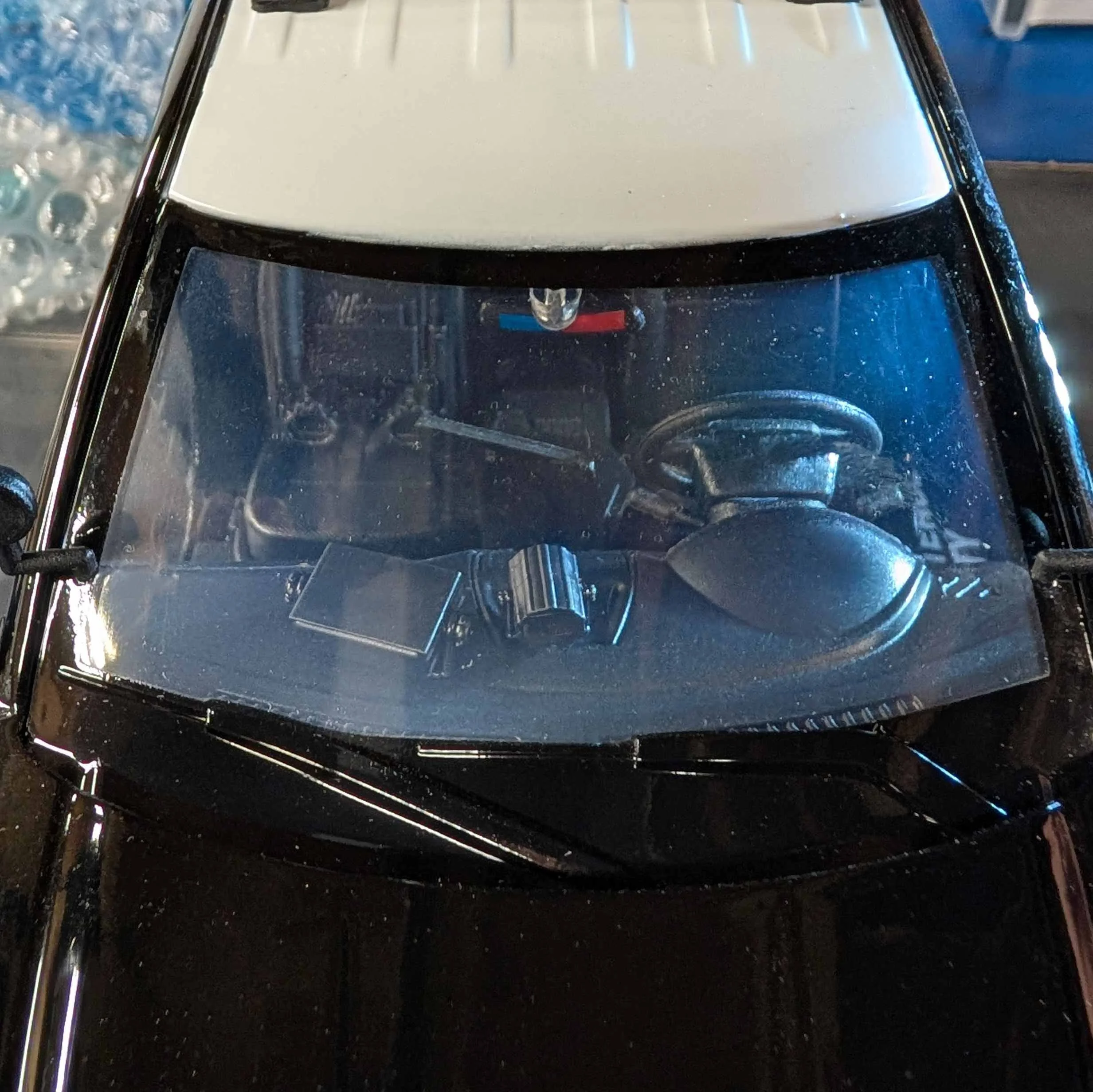 Stalker Radar shown through windshield of 1:18 scale model