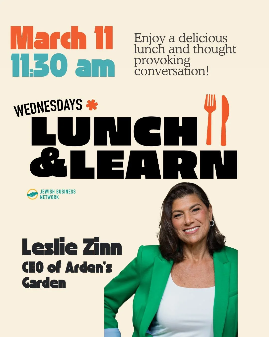 Don&rsquo;t Miss Our Final JBN with the CEO of Arden&rsquo;s Garden, Leslie Zinn! @ardensgardenatl 
ㅤ
Let&rsquo;s close the season strong. We can&rsquo;t wait to see you there!
ㅤ
Expect:
🍴 A delicious lunch and networking (buffet opens at noon)
🗣️ 