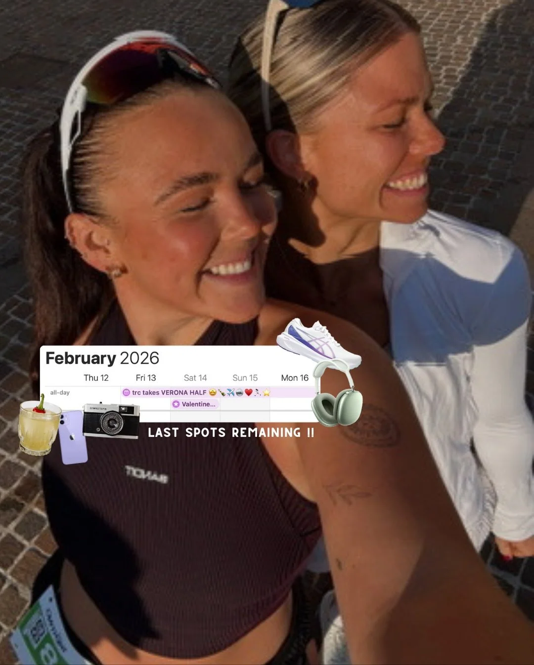 spots for our verona half in feb 26 are flying !! off !! the !! shelves !!
the carb load and vibes are going to be 1 mil out of 10 🥹

itinerary is planned, places are getting booked, training plans are getting warmed up !!

can guarantee malaga will