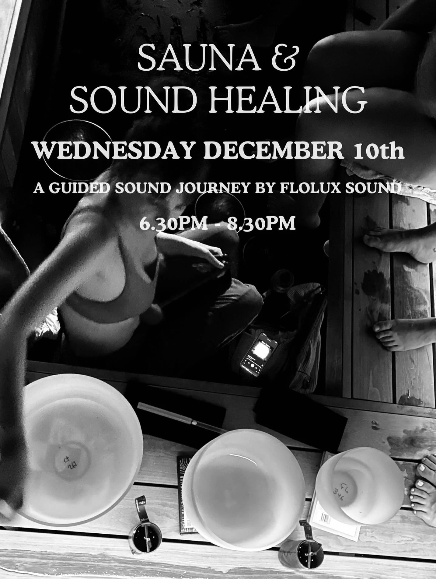 Sauna &amp; Sound Healing

Step into an evening of elemental ritual &mdash; where heat, scent and sound come together in a gentle ceremony of rest and renewal.

We&rsquo;ll begin in the warmth of the sauna, infused with essestional aromatherapy oils 