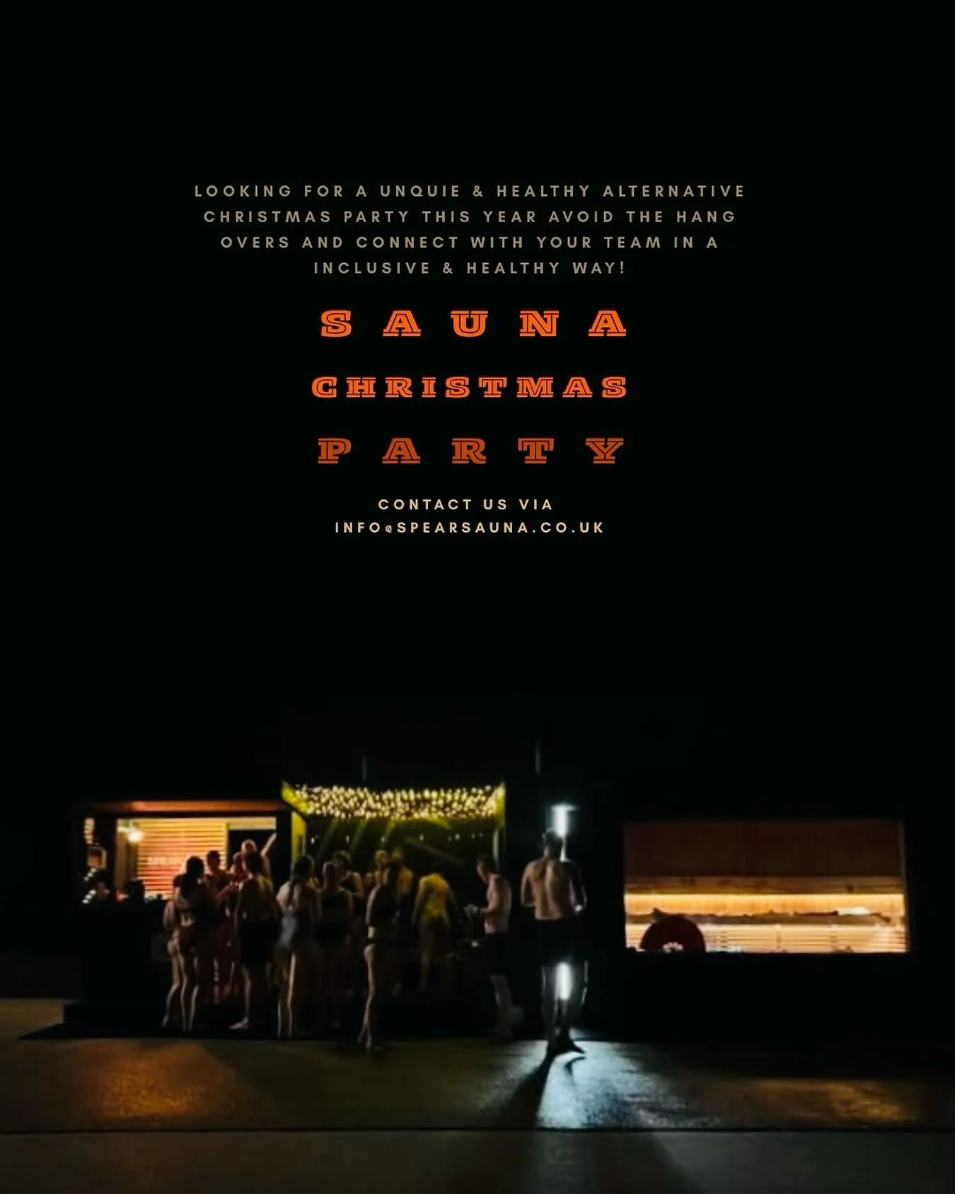 Skip the hangover &mdash; keep the heat! 🔥

This year, swap the bar for the sauna and treat your team to a unique &amp; healthy Christmas party at Spear Sauna, Lostshore.
Relax, reconnect, and recharge together in an inclusive and unforgettable way.