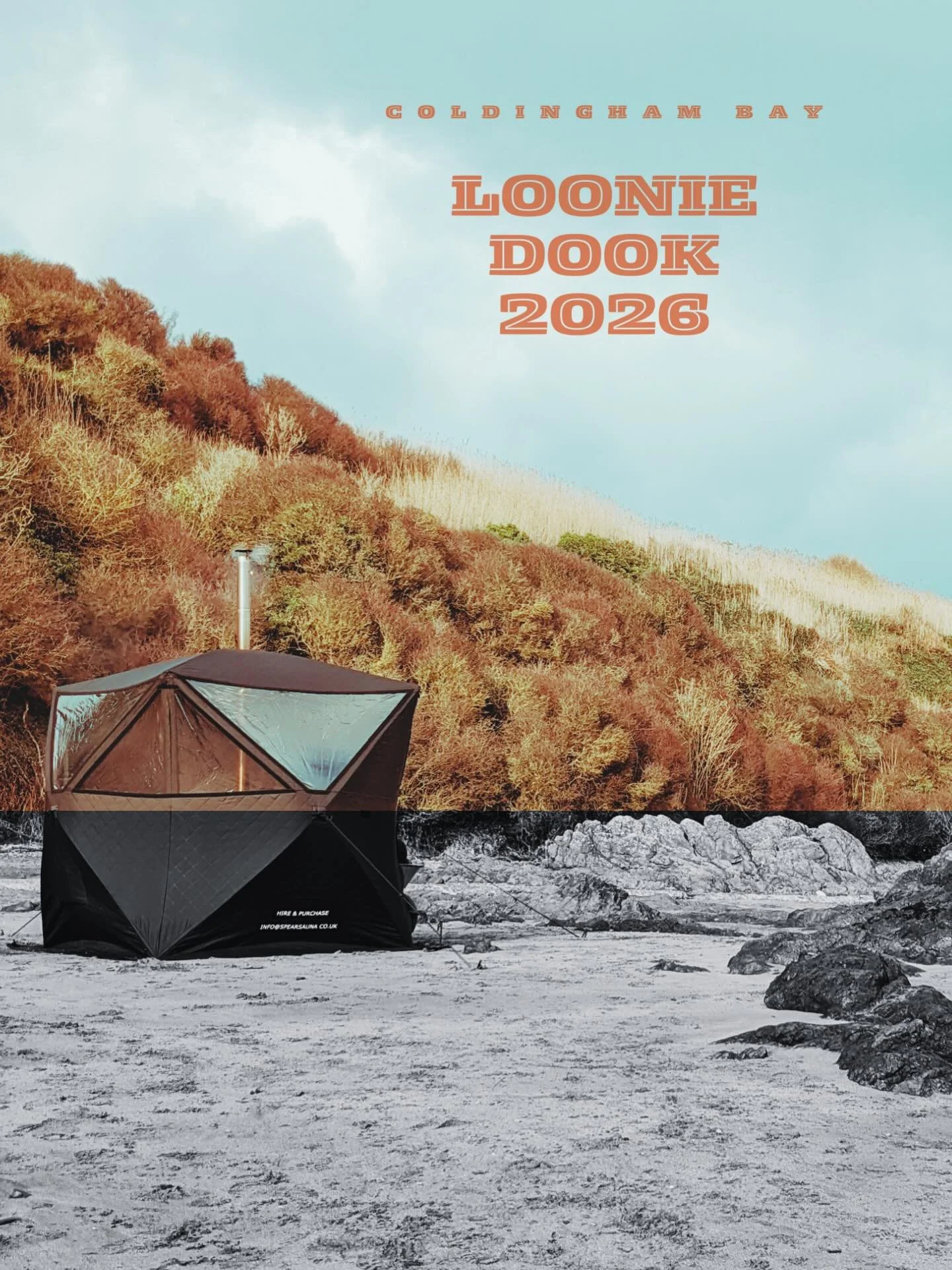 Spear Sauna Wild - New Year&rsquo;s Day - Thursday 1st January 2026 - Coldingham Bay with Wild Sauna
1 hour @ &pound;20.00
Join us to celebrate the new year with a wild sauna experience at beautiful Coldingham Bay.

Our 2 large (10 person) sauna tent