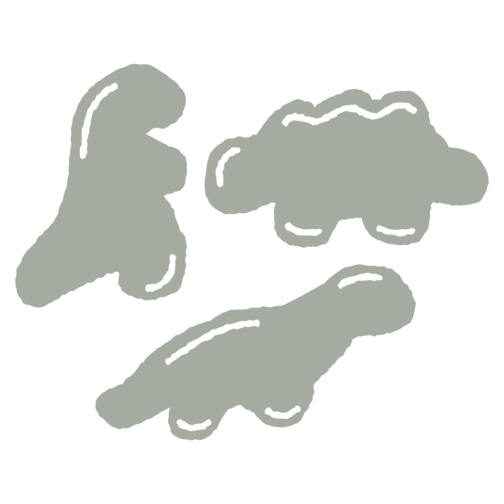 Gray illustration of three screws on a black background.