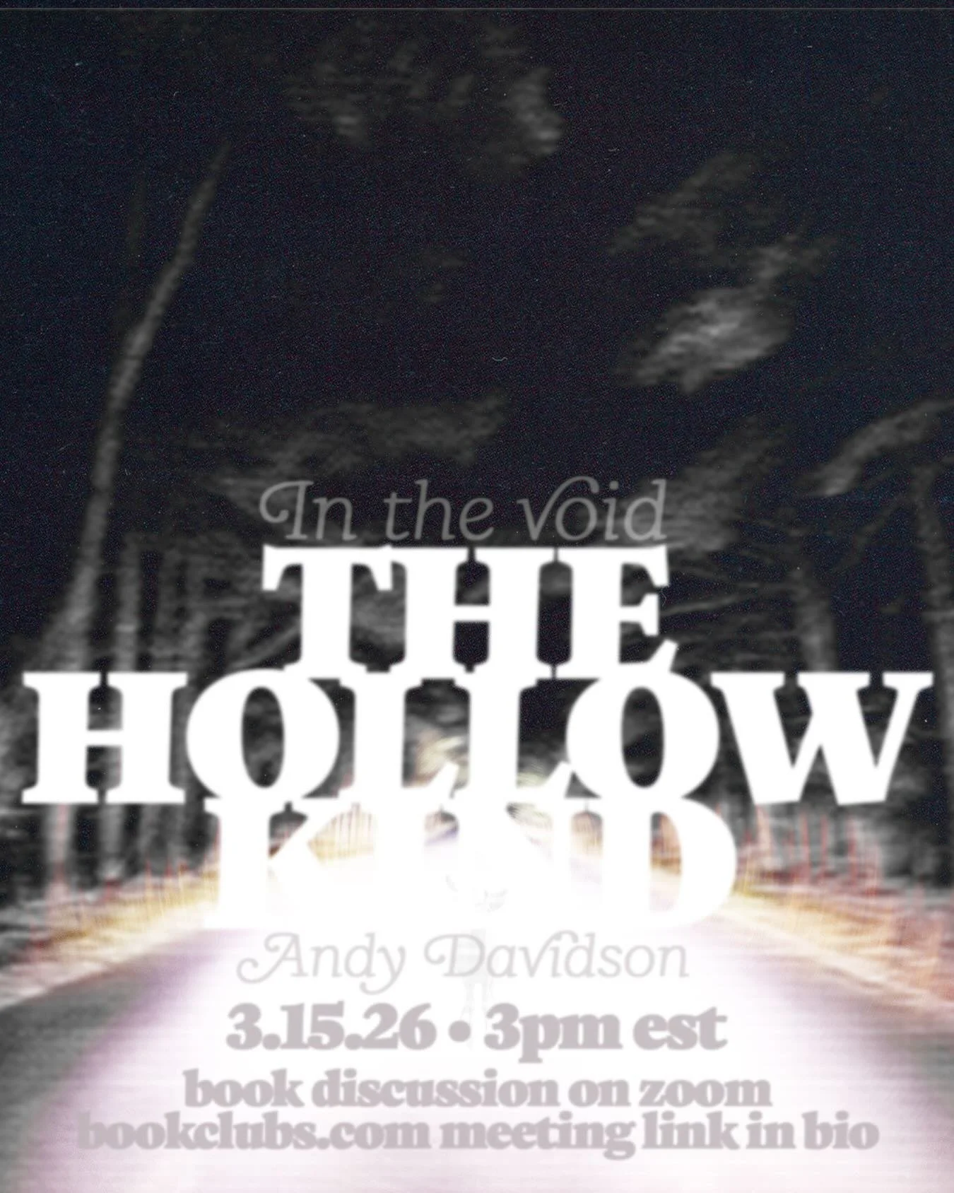 Q1 MEETING 🦌
Our quarter 1 book pick for 2026 is The Hollow Kind by Andy Davidson.

Meeting: Sunday, March 15, 2026.
3 PM ET / 12 PM PT

This is our weekend meeting for the year! Can&rsquo;t wait to see you in a month - Add to your calendars now! 🗓