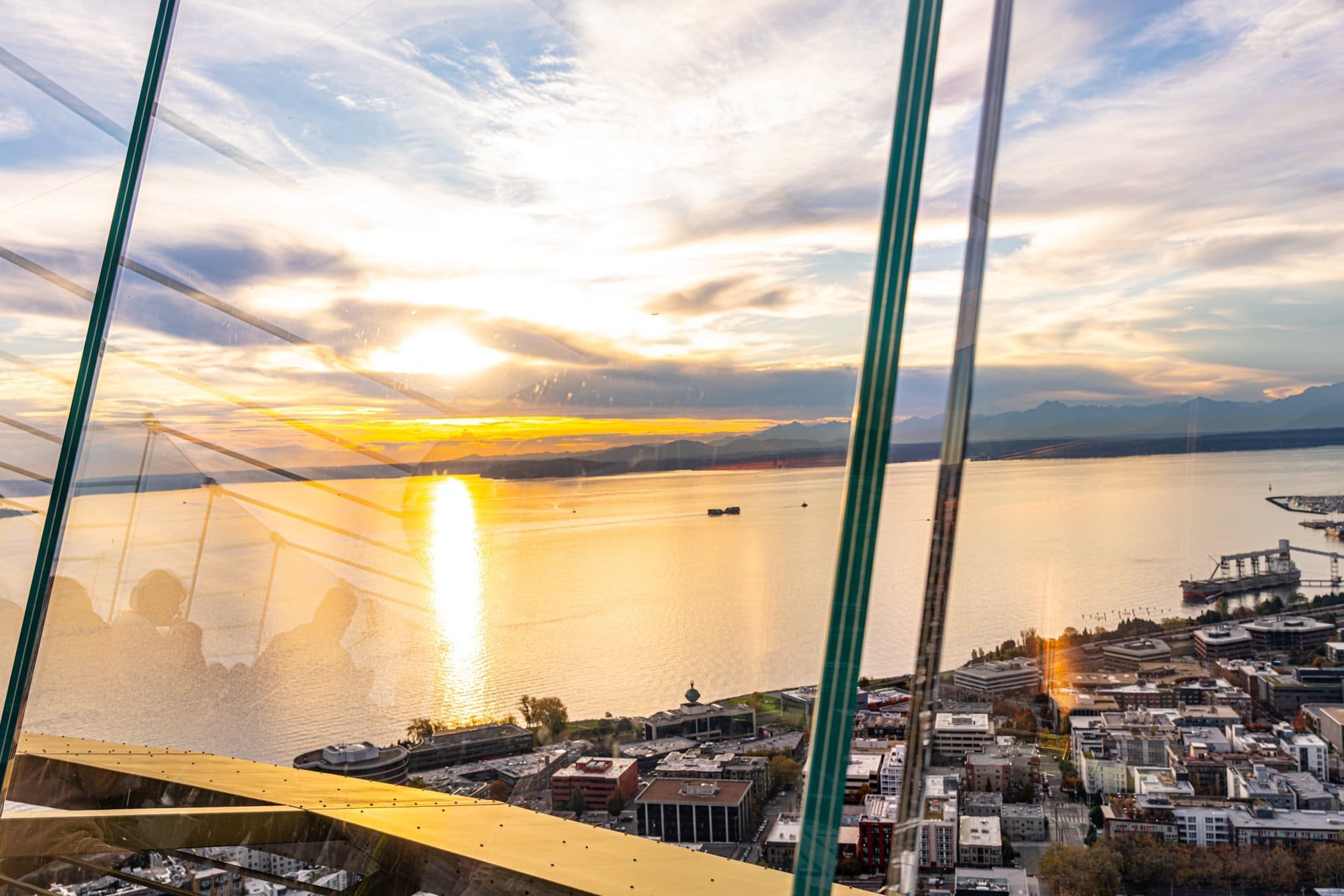 Seattle Sunset View from Space Needle – Puget Sound and Olympic Mountains Panorama - Seattle Trip.jpg