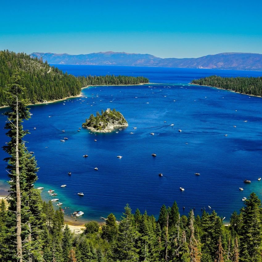 Emerald Bay at Lake Tahoe Stunning Aerial View with Boats and Forested Shores.jpg