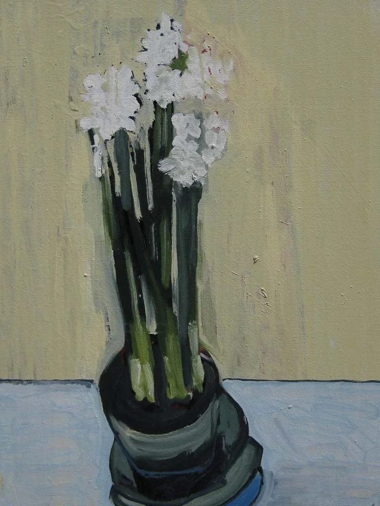 Paper whites in Pot, Oil on Canvas, 14 x18", 2008
