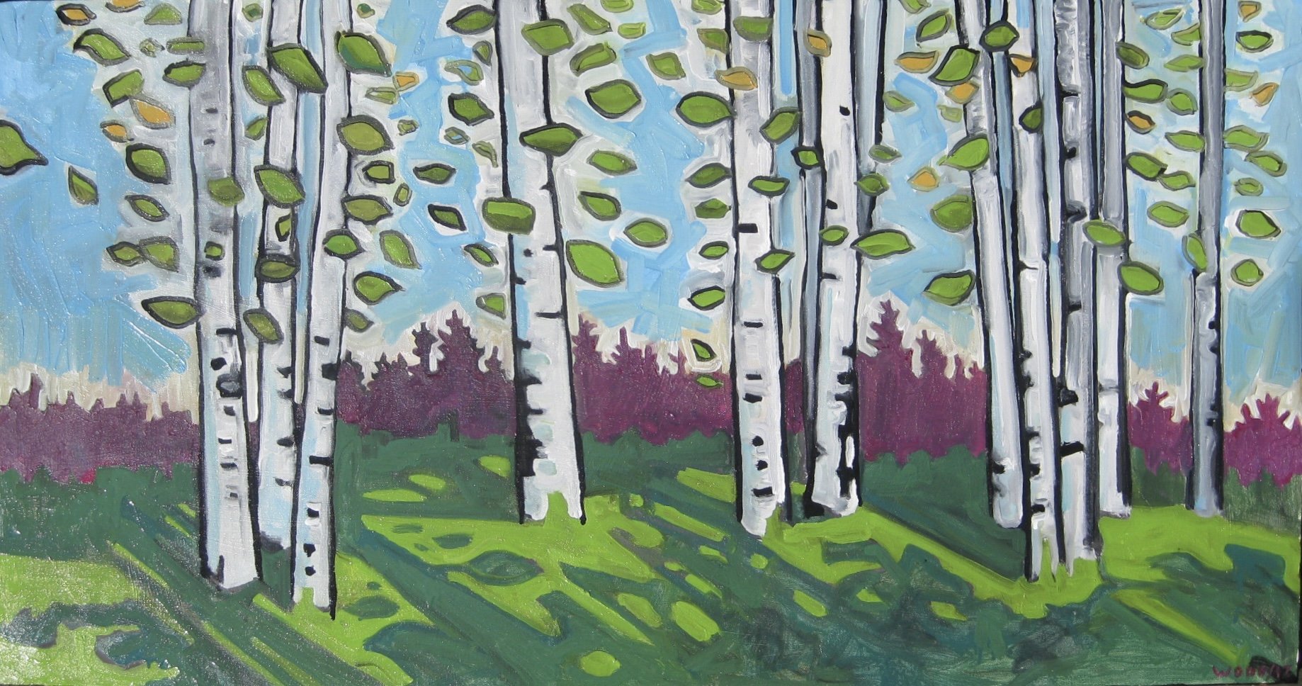 Jane's Birch Grove, Oil on Canvas, 48x24", 2011