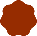 Empty orange badge with scalloped edge design