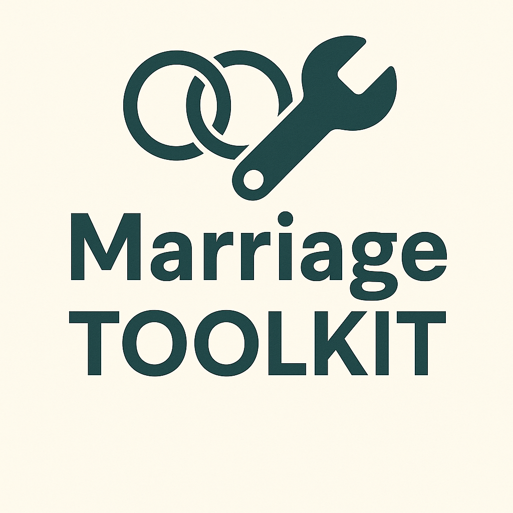 Icon of interconnected rings and a wrench above the text 'Marriage Toolkit' on a light background.